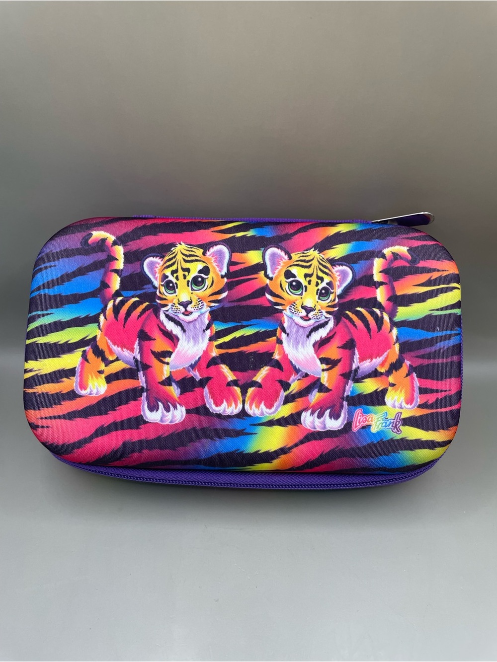 LISA FRANK FORREST TWO TIGERS SOFT ZIPPERED STORAGE/PENCIL/SCHOOL SUPPLY 8” CASE